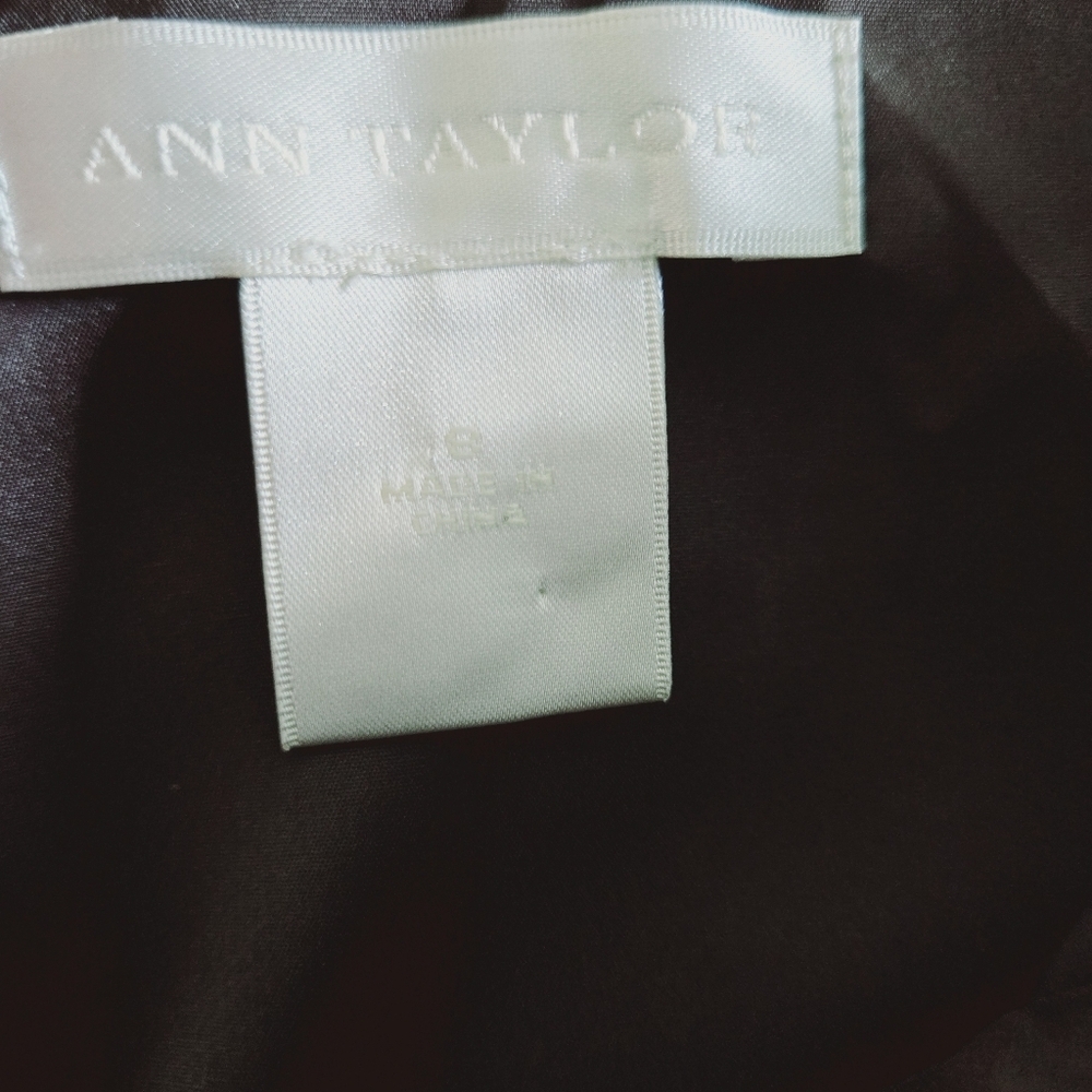 Ann Taylor Brown Fit And Flare Sleeveless Knee Length Silk Dress - Picture 5 of 7